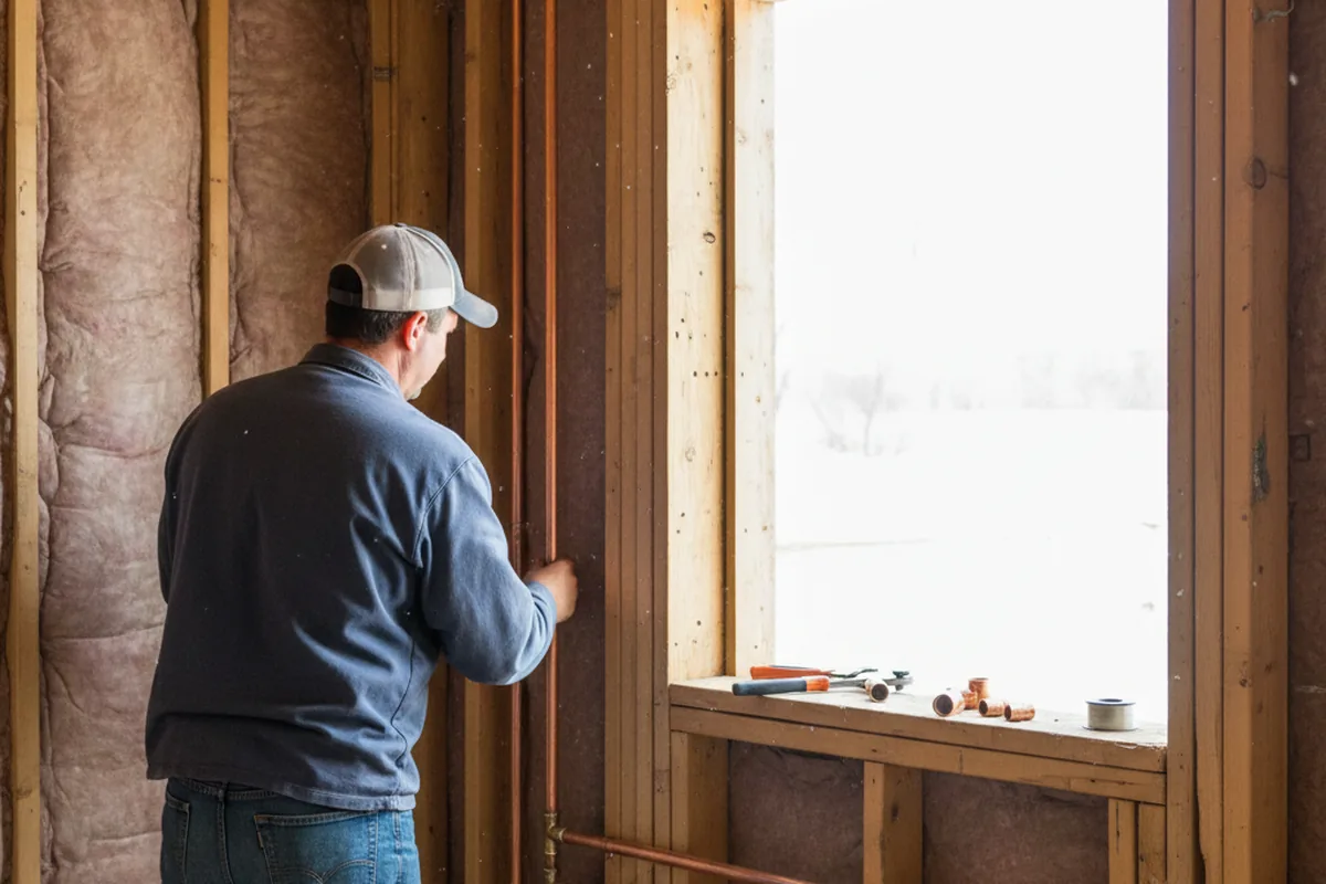 Licensed plumber running new copper supply lines in a Richland home