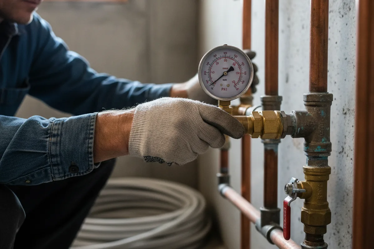 Pressure testing a repaired line during Water Line Repair in Richland